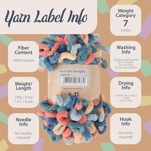 خيوط JubileeYarn Fun Finger Loops - 100 جرام/خصلة من البوليستر جامبو روح الفريق - أرجواني وردي أبيض - 6 خصلات in Kuwait