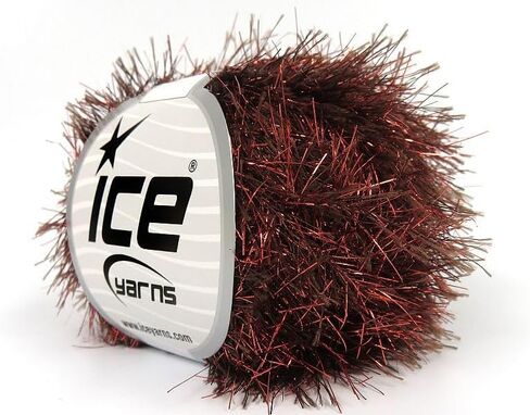 Brown, Copper Eyelash Dazzle 50 جرام - خيوط رموش معدنية لامعة من Ice Yarns، بوليستر، لوريكس معدني 50 جرام (1.76 أونصة) 55 مترًا (60 ياردة) in Kuwait