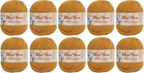 100% Cashmere Wool Yarn (Pack of 10) by Yonkey Monkey 500gr Imported Knitting Crochet (Turmeric 09) in Saudi Arabia