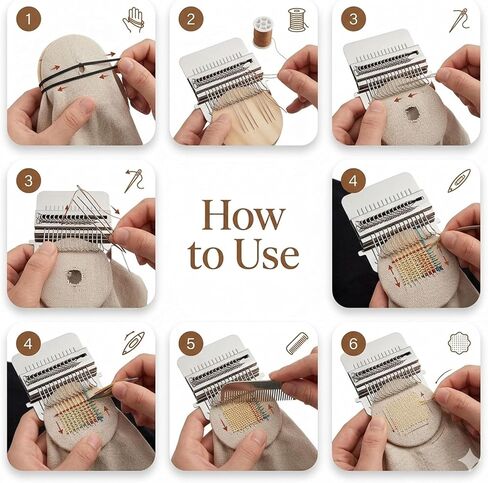 Milincott Knit Patch Kit PatchMaker 2.0،21 خطافًا مرئيًا Knitpatch Mending Kit Darning Loom، DIY أداة إصلاح التصحيح للجينز والجوارب والسترات الصوفية للمبتدئين أداة إصلاح الخياطة (21 خطافًا) in Kuwait