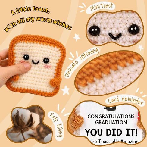 2026 Congratulations Graduation Gift for Her Him, Positive Crochet Toast - You DID IT Card, College Middle High School Preschool Masters Phd Gifts for Friends Sister Daughter Son Teachers Desk Decor in Saudi Arabia