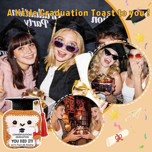 2026 Congratulations Graduation Gift for Her Him, Positive Crochet Toast - You DID IT Card, College Middle High School Preschool Masters Phd Gifts for Friends Sister Daughter Son Teachers Desk Decor in Saudi Arabia