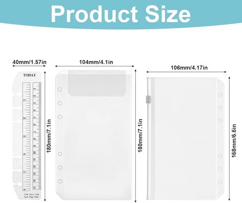 12Pcs A6 Zippered Binder Envelope Pouches, A6 Cash Stuffing Envelopes Binder Pockets, Clear Inserts for Money Saving and Budgeting, Loose Leaf Filling Bags Money Organizer for 6-Ring Binders in Kuwait