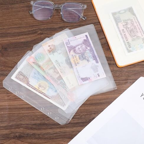 12Pcs A6 Zippered Binder Envelope Pouches, A6 Cash Stuffing Envelopes Binder Pockets, Clear Inserts for Money Saving and Budgeting, Loose Leaf Filling Bags Money Organizer for 6-Ring Binders in Kuwait