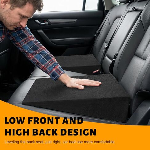 2PCS Auto Seat Wedge Leveling Cushion, Ergonomic Breathable Rear Seat Heightening Pad Wedge Booster, Angled Design Backseat Leveling Mat Pain Relief Cushion for Car Truck SUV in Saudi Arabia