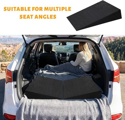 2PCS Auto Seat Wedge Leveling Cushion, Ergonomic Breathable Rear Seat Heightening Pad Wedge Booster, Angled Design Backseat Leveling Mat Pain Relief Cushion for Car Truck SUV in Saudi Arabia