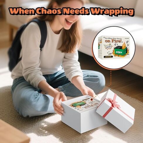 Dumpster Fire Desk Accessories For Standing Desk - Fun Office Gag Gifts & White Elephant Gifts with 10 Affirmation Cards, Pen Holder Clamp & Magnet in Saudi Arabia