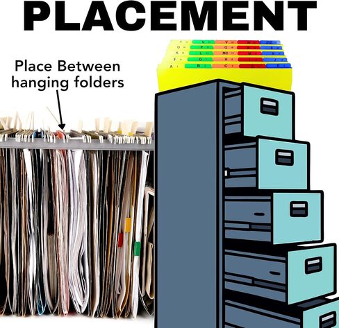 Iconikal Legal Size, 14.75 Inch Wide, Alphabetical File Folder Guide Dividers, A-Z Index, 5 Tabs Across Heavyweight, 5 Full Colors, 1/5 Cut Tab Positions, Heavy Duty Filing Cabinet in Saudi Arabia