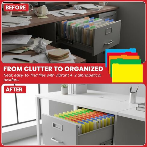 Iconikal Legal Size, 14.75 Inch Wide, Alphabetical File Folder Guide Dividers, A-Z Index, 5 Tabs Across Heavyweight, 5 Full Colors, 1/5 Cut Tab Positions, Heavy Duty Filing Cabinet in Saudi Arabia