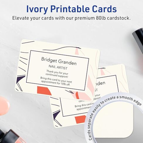 بطاقات مستطيلة قابلة للطباعة من Avery بزوايا مستديرة، مقاس 5 بوصات × 7 بوصات، بطاقات عاجية غير لامعة، قابلة للطباعة بالليزر ونفث الحبر، إجمالي 50، رائعة للدعوات ورسائل الشكر والمزيد in Kuwait