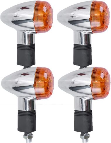 4 PCS 12V Chrome Motorcycle Turn Signals, Amber Bullet Front and Rear Indicator Lights Replacement for Honda, Harley, Kawasaki, Suzuki, Yamaha in Saudi Arabia