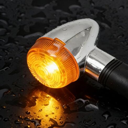 4 PCS 12V Chrome Motorcycle Turn Signals, Amber Bullet Front and Rear Indicator Lights Replacement for Honda, Harley, Kawasaki, Suzuki, Yamaha in Saudi Arabia