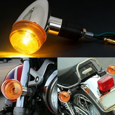 4 PCS 12V Chrome Motorcycle Turn Signals, Amber Bullet Front and Rear Indicator Lights Replacement for Honda, Harley, Kawasaki, Suzuki, Yamaha in Saudi Arabia