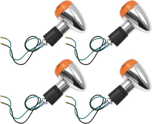 4 PCS 12V Chrome Motorcycle Turn Signals, Amber Bullet Front and Rear Indicator Lights Replacement for Honda, Harley, Kawasaki, Suzuki, Yamaha in Saudi Arabia