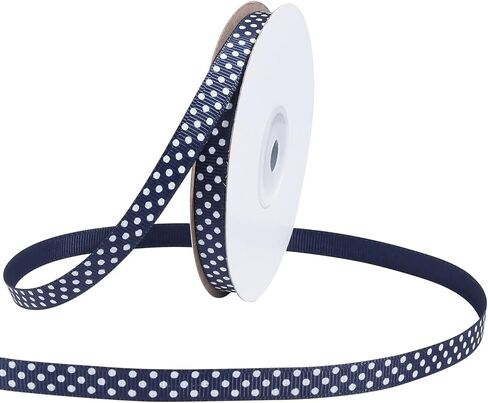 3/8 inch Polka Dot Ribbon Navy Blue and White Grosgrain Ribbon for Gift Wrapping Thin Classic Craft Ribbons for Flower Bouquet Wedding Christmas Decoration 25 Yards in Saudi Arabia