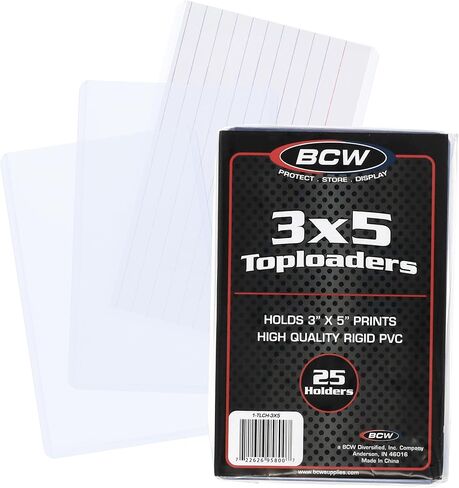BCW 3x5 Topload Holder - Pack of 25 | Premium PVC Card, Photo, and Print Protection | Ideal for Index Cards, Photos, Prints | Archival Quality Protective Sug-Fit Toploaders in Saudi Arabia