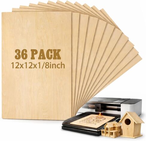 Juexica 36 Pcs 12" X 12"x 1/8" Basswood Craft Sheets 3mm Plywood Board Wood Thin Sheets for Arts Crafts Woodworking Scroll Sawing Projects Painting Drawing Laser Cutting Projects in Kuwait