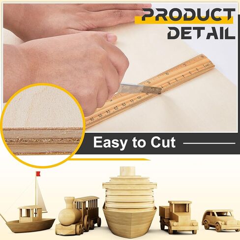 Juexica 36 Pcs 12" X 12"x 1/8" Basswood Craft Sheets 3mm Plywood Board Wood Thin Sheets for Arts Crafts Woodworking Scroll Sawing Projects Painting Drawing Laser Cutting Projects in Kuwait