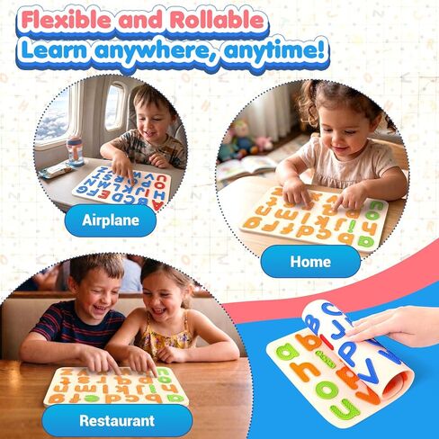 Sensory Silicone Letter Tracing Pad: Double-Sided Textured Sensory Toys for Learning Focus & Fine Motor, Quiet Travel Toy, Preschool Learning Activities, Educational Montessori Toys for Toddlers Kids in Saudi Arabia