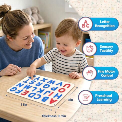 Sensory Silicone Letter Tracing Pad: Double-Sided Textured Sensory Toys for Learning Focus & Fine Motor, Quiet Travel Toy, Preschool Learning Activities, Educational Montessori Toys for Toddlers Kids in Saudi Arabia