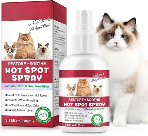 Hot Spot Spray for Cats, Itch Relief for Cats, Relieve Irritated Skin, Long Lasting Moisturizing, Emotional Soothing,Pure Plant-Based Ingredients-100ml in Kuwait