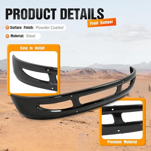 ALMULOO Front Bumper Heavy Duty Steel Compatible with 2002-2015 International 4200 4300 4400 Base 2008-2014 8600 TranStar Base 2013 Durastar Base Replacement for 3664017C3 Powder Coated Black in Saudi Arabia