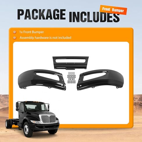 ALMULOO Front Bumper Heavy Duty Steel Compatible with 2002-2015 International 4200 4300 4400 Base 2008-2014 8600 TranStar Base 2013 Durastar Base Replacement for 3664017C3 Powder Coated Black in Saudi Arabia