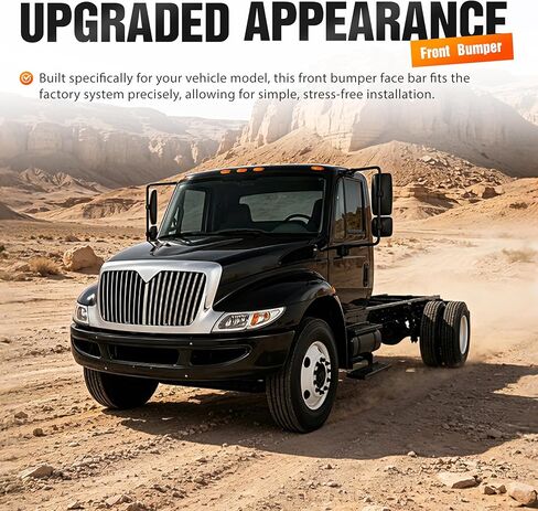 ALMULOO Front Bumper Heavy Duty Steel Compatible with 2002-2015 International 4200 4300 4400 Base 2008-2014 8600 TranStar Base 2013 Durastar Base Replacement for 3664017C3 Powder Coated Black in Saudi Arabia