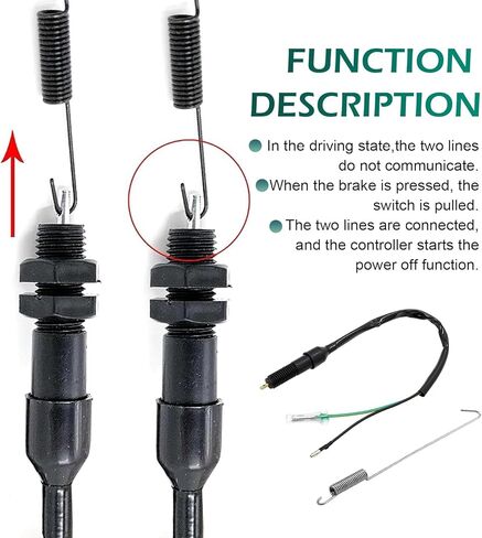 Rear Foot Brake Switch Wiring Harness, Two-Wire Taillight Parts with Cuttable Spring, M12 x 1.5 Drum Brake Switch Spring Kit, for Honda Suzuki Yamaha and Most Motorcycles (Black) in Saudi Arabia