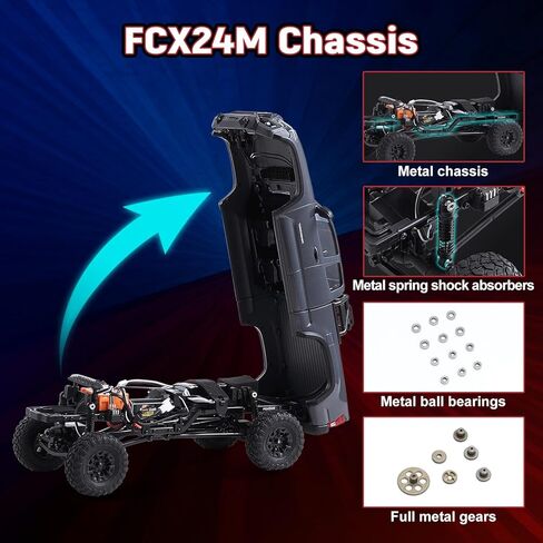 BEEZRC FMS 1/24 RC Crawler FCX24M Tacoma Toyota Official Licensed ABS Hard Body 4WD Off-Road RC Rock Truck,2-Speed Transmission, Hobby Grade Remote Control Car for Adults RTR Grey in Saudi Arabia
