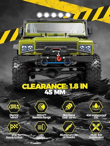 1:8 RC Cars for Adults – 4x4 Remote Control Car, Rugged Brushed Motor Electric Off-Road RC Rock Crawler with 2-Speed Transmission, Army Green All-Terrain RC Trucks, Ready-to-Run RTR Set in Saudi Arabia