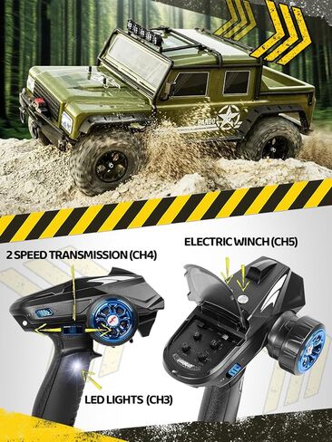 1:8 RC Cars for Adults – 4x4 Remote Control Car, Rugged Brushed Motor Electric Off-Road RC Rock Crawler with 2-Speed Transmission, Army Green All-Terrain RC Trucks, Ready-to-Run RTR Set in Saudi Arabia