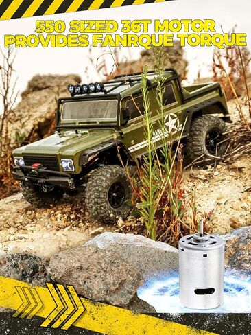 1:8 RC Cars for Adults – 4x4 Remote Control Car, Rugged Brushed Motor Electric Off-Road RC Rock Crawler with 2-Speed Transmission, Army Green All-Terrain RC Trucks, Ready-to-Run RTR Set in Saudi Arabia