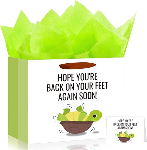 bigniuzi Medium Funny Get Well Soon Gift Bag with Tissue Paper Feel Better Gift Wrap Knee Surgery Recovery Gifts for Friends Men Women Him Her Boy in Saudi Arabia