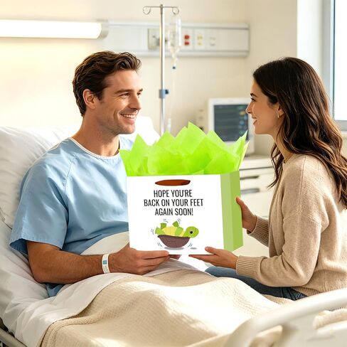 bigniuzi Medium Funny Get Well Soon Gift Bag with Tissue Paper Feel Better Gift Wrap Knee Surgery Recovery Gifts for Friends Men Women Him Her Boy in Saudi Arabia