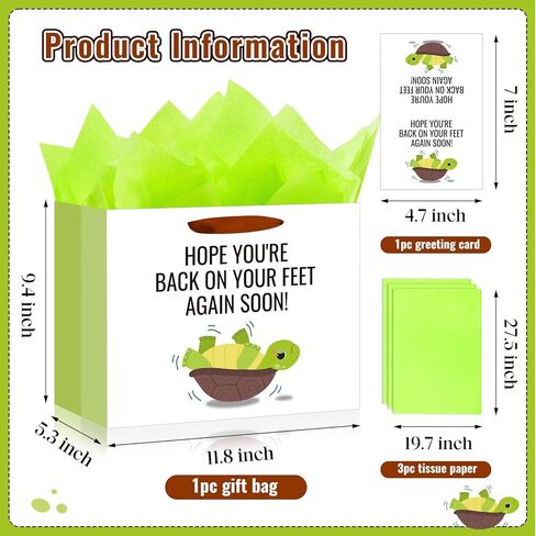 bigniuzi Medium Funny Get Well Soon Gift Bag with Tissue Paper Feel Better Gift Wrap Knee Surgery Recovery Gifts for Friends Men Women Him Her Boy in Saudi Arabia