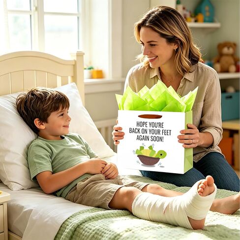 bigniuzi Medium Funny Get Well Soon Gift Bag with Tissue Paper Feel Better Gift Wrap Knee Surgery Recovery Gifts for Friends Men Women Him Her Boy in Saudi Arabia