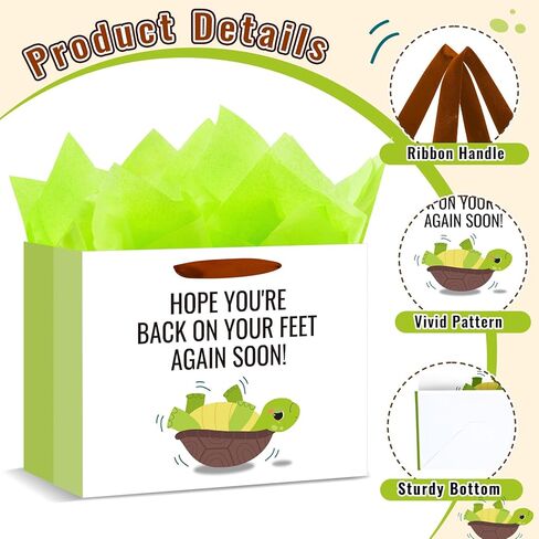 bigniuzi Medium Funny Get Well Soon Gift Bag with Tissue Paper Feel Better Gift Wrap Knee Surgery Recovery Gifts for Friends Men Women Him Her Boy in Saudi Arabia
