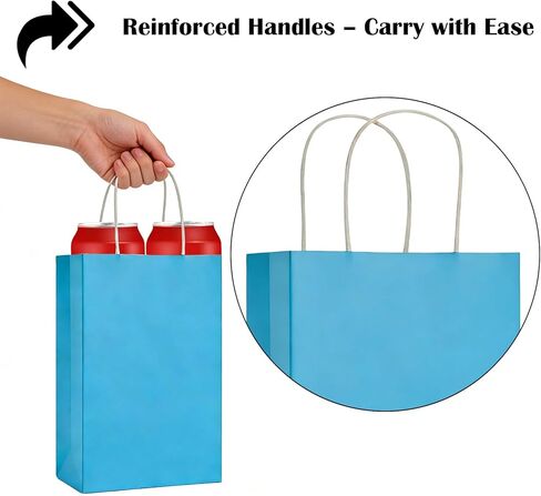 Volokitx 120 Pack Rainbow Gift Bags with Handles, 7.87×5.2×3 in, Small Paper Party Favor Bags, 8 Vibrant Colors, Perfect for Gift Giving, Birthday, Wedding, and DIY Crafts in Kuwait