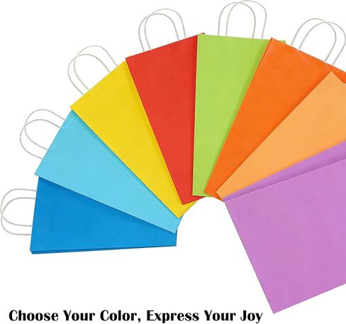 Volokitx 120 Pack Rainbow Gift Bags with Handles, 7.87×5.2×3 in, Small Paper Party Favor Bags, 8 Vibrant Colors, Perfect for Gift Giving, Birthday, Wedding, and DIY Crafts in Kuwait