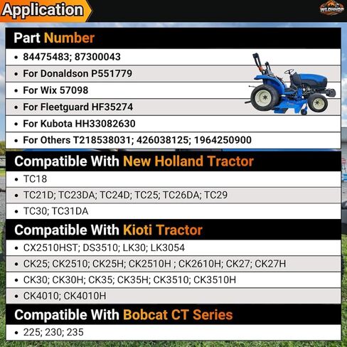 84475483 Hydraulic Oil Filter Compatible with New Holland Tractor TC18 TC21D TC23DA TC24D TC25 TC26DA TC29 TC30 TC31DA For Case IH Tractor # 87300043 P551779 57098 HF35274 HH33082630 in Saudi Arabia