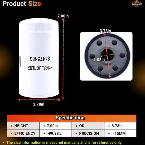 84475483 Hydraulic Oil Filter Compatible with New Holland Tractor TC18 TC21D TC23DA TC24D TC25 TC26DA TC29 TC30 TC31DA For Case IH Tractor # 87300043 P551779 57098 HF35274 HH33082630 in Saudi Arabia