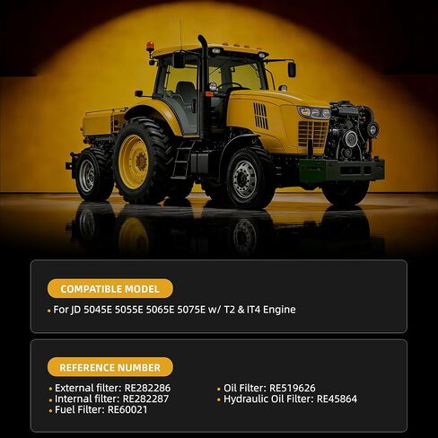 طقم فلتر RE282286 RE282287 RE60021 RE519626 RE45864 متوافق مع محرك JD 5045E 5055E 5065E 5075E مع محرك T2 وIT4 in Kuwait