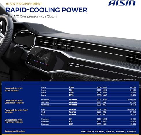 AISIN AFTERMARKET ACCAZ-00073 ضاغط مكيف الهواء - متوافق مع شيفروليه كولورادو جي إم سي كانيون 2004-2012، هامر H3 2006-2010، ايسوزو i-280 i-350 2006، i-290 i-370 2007-2008 in Kuwait