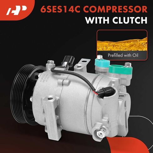 A-Premium Air Conditioner AC Compressor with Clutch Compatible with Hyundai Sonata 2015 2016 2017 1.6L, 6-Groove Pulley in Kuwait