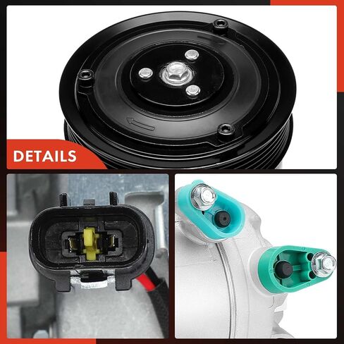 A-Premium Air Conditioner AC Compressor with Clutch Compatible with Hyundai Sonata 2015 2016 2017 1.6L, 6-Groove Pulley in Kuwait