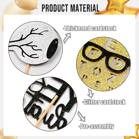 Firefairy Optometry Graduation Cupcake Toppers, Eye Doctor Graduation Party Decorations, Glitter Optometrist Grad Cake Picks, 24Pcs in Saudi Arabia