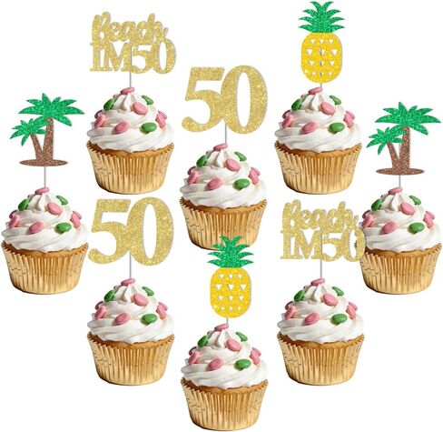 24 Pcs Beach 60th Cupcake Toppers Aloha Luau Theme Beach I’m 60 Cupcake Picks Glitter Summer Hawaiian Tropical Themed Cake Decorations for Men Women 60th Birthday Party Supplies in Saudi Arabia