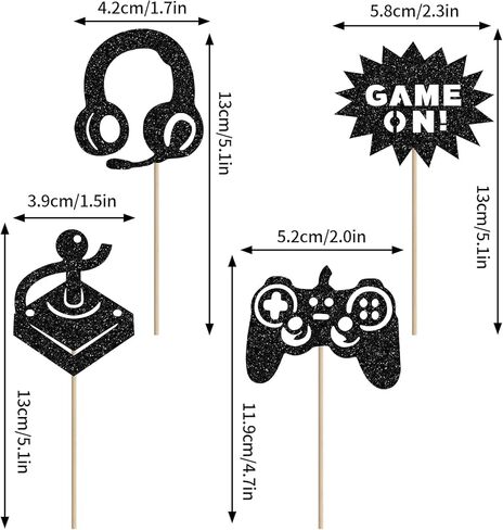 Video Game Cupcake Toppers Glitter Game On Theme Cake Pick for Boys Girls Birthday Party Supplies Game Fans Celebrations Decoration - 24 Pack in Kuwait