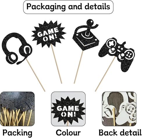 Video Game Cupcake Toppers Glitter Game On Theme Cake Pick for Boys Girls Birthday Party Supplies Game Fans Celebrations Decoration - 24 Pack in Kuwait